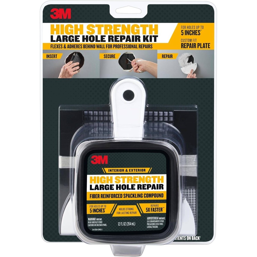 3M High Strength Large Hole Repair Kit,‎ Includes Fiber Reinforced Spackling